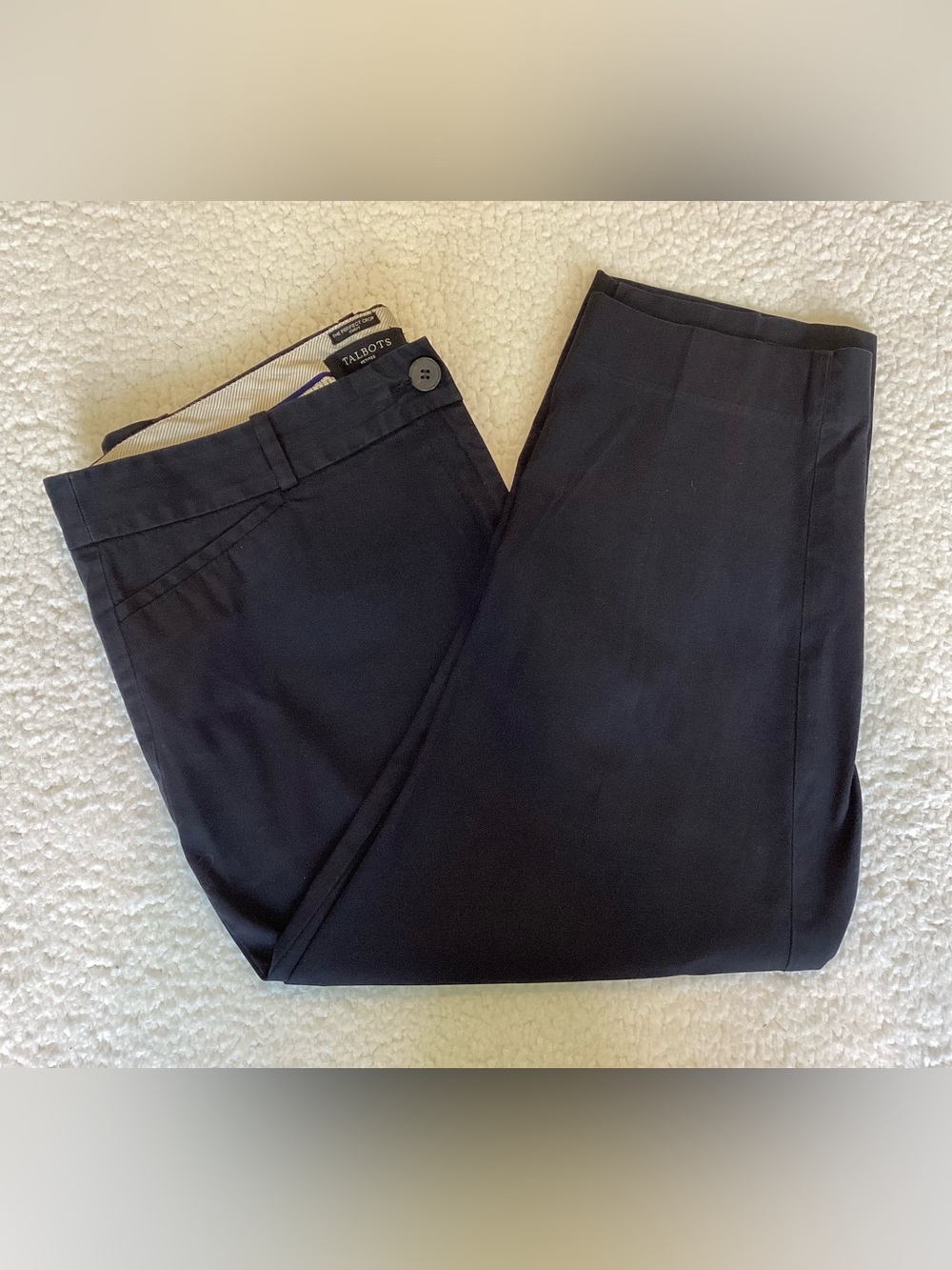 Talbots Perfect Crop Curvy Pants 14P Navy Quiet Luxury Preppy Classic